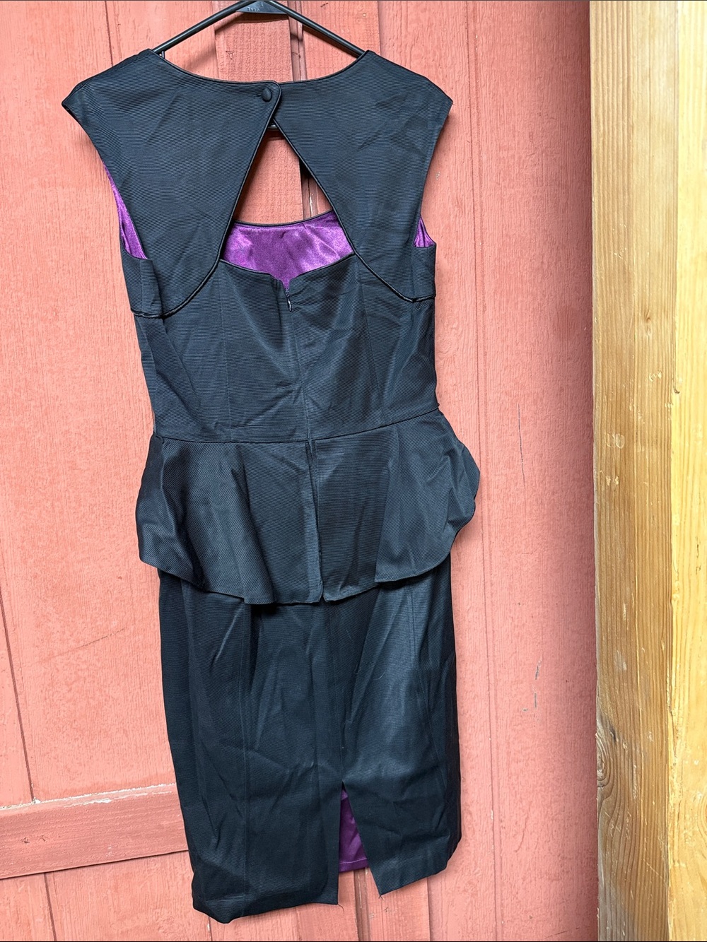 White House Black Market Black Midi Dress with Purple Lining - Picture 4 of 4